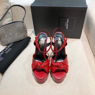 YSL Bianca Sandals In Smooth Leather Red 30131