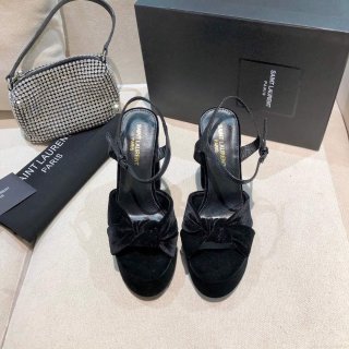 YSL Bianca Sandals Velvet Leather Black 30132