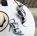 YSL Cassandra Sandals Leather With Monogram White 30127