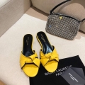 Yves Saint Laurent Bianca Flat Mules In Smooth Leather Lemon yellow 30154