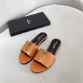 Yves Saint Laurent Flat Sandals Leather With Monogram Brown 30159