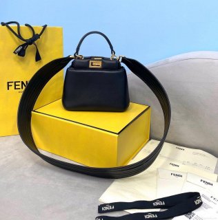 Fendi 8BN320 Peekaboo ICONIC XS Black nappa Leather 8328 Bag