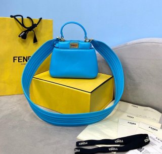 Fendi 8BN320 Peekaboo ICONIC XS Blue Nappa Leather 8328 Bag