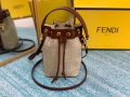 Fendi 8BS010 Mon Tresor Leather And Canvas Mini Bag Beige