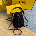 Fendi 8BS010 Mon Tresor Leather And Canvas Mini Bag Black