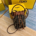 Fendi 8BS010 Mon Tresor Leather And Canvas Mini Bag Green