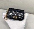 Fendi 8BS049 Nano Baguette 1997 Black Satin Bag with Sequins 0136