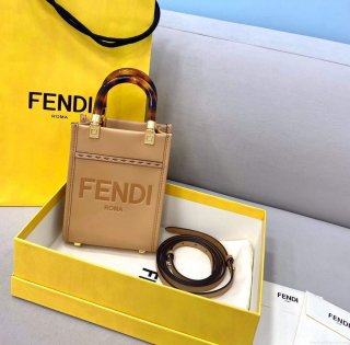 Fendi 8BS051 Mini Sunshine Shopper Leather Bag 8376A Tan