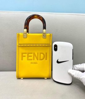 Fendi 8BS051 Mini Sunshine Shopper Leather Bag 8376A Yellow