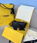 Fendi 8BT346 Fendi Moonlight Shoulder Saddle Leather Bag Black