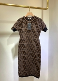 Fendi Women’s Dress Designer Fendi FF motif fitted midi dress FZD753A5 Brown