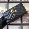 Gucci 443123 GG Marmont Zip Around Wallet Black