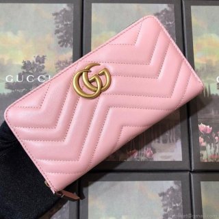 Gucci 443123 GG Marmont Zip Around Wallet Pink