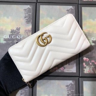 Gucci 443123 GG Marmont Zip Around Wallet White