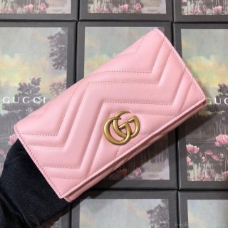 Gucci 443436 GG Marmont Continental Wallet Pink