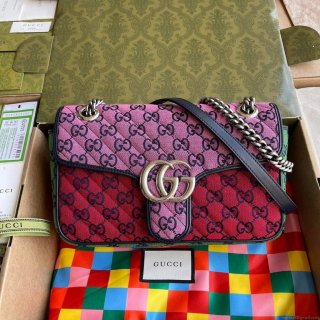 Gucci 443497 GG Marmont Multicolor small shoulder bag Red Purple