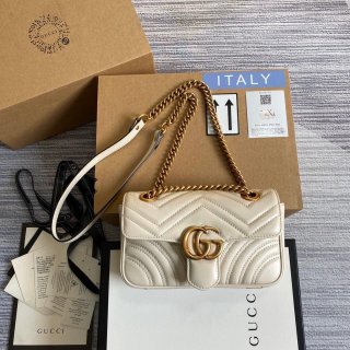 Gucci 446744 GG Marmont Matelassé Mini Bag White