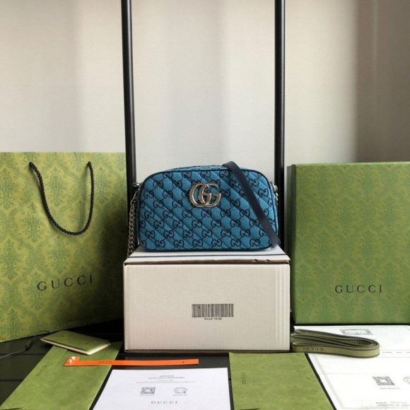 Gucci 447632 GG Marmont Multicolour Small Shoulder Bag Blue