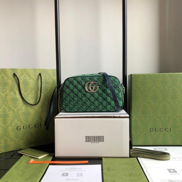 Gucci 447632 GG Marmont Multicolour Small Shoulder Bag Green