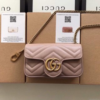 Gucci 476433 GG Marmont Matelassé Leather Super Mini Bag Light Pink