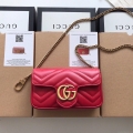 Gucci 476433 GG Marmont Matelassé Leather Super Mini Bag Red