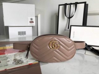 Gucci 476434 GG Marmont Matelassé Leather Belt Bag Light Pink