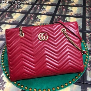 Gucci 524578 GG Marmont Matelassé Shoulder Bag Red