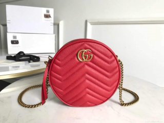 Gucci 550154 GG Marmont Mini Round Shoulder Bag Red