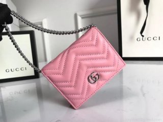 Gucci 625693 GG Marmont Card Case Wallet Pink