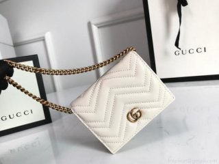 Gucci 625693 GG Marmont Card Case Wallet White