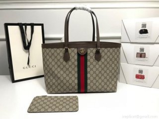 Gucci 631685 Ophidia GG Medium Tote Green and red Web