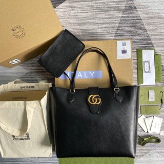 Gucci 649577 Medium Tote With Double G Black Leather