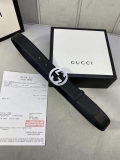 Gucci Women Men’s Leather Belt with Double G Buckle 30MM 19017 Black