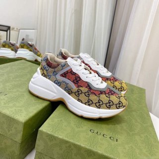 Gucci Women Men’s Rhyton Sneaker GG Multicolor 663681 Trim in Demetra