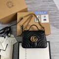 Gucci ‎547260 GG Marmont Mini Top Handle Bag Black