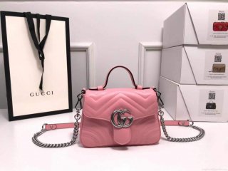 Gucci ‎547260 GG Marmont Mini Top Handle Bag Pink