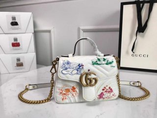 Gucci ‎547260 GG Marmont Mini Top Handle Bag White and printer