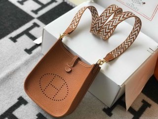 Hermes Evelyne Bag Designer Hermes Mini Crossbody Bag 20386 Gold Buckle Tan