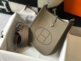 Hermes Evelyne Bag Hermes Mini Crossbody Bag 20400 Silver Buckle Dark Gray