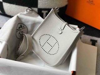 Hermes Evelyne Bag Hermes Mini Crossbody Bag 20402 Silver Buckle Light Gray