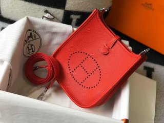 Hermes Evelyne Bag Hermes Mini Crossbody Bag 20410 Silver Buckle Red