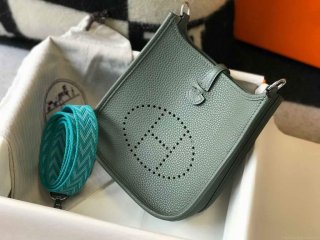 Hermes Evelyne Bag Hermes Mini Crossbody Bag 20412 Silver Buckle Dark Green