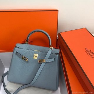 Hermes Kelly Danse 20309 Designer Tote Shoulder Strap Bag Lake Blue