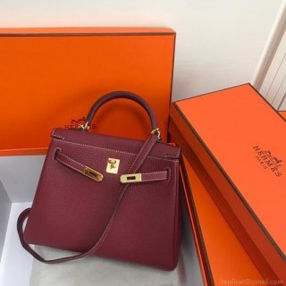 Hermes Kelly Danse 20314 Designer Tote Shoulder Strap Bag Wine Red