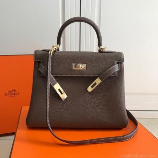 Hermes Kelly Danse 20317 Designer Tote Shoulder Strap Bag Dark Gray