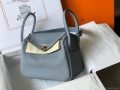 Hermes Lindy 26cm Designer Tote Shoulder Bags Blue Gold