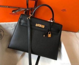 Hermes Sellier Kelly 28cm of Epsom Leather Bag 20330 Black