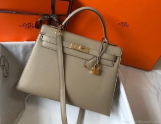 Hermes Sellier Kelly 28cm of Epsom Leather Bag 20331 Gray