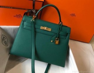 Hermes Sellier Kelly 28cm of Epsom Leather Bag 20336 Green