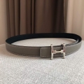 Hermes Women’s Leather H Buckle Belt 24MM 19024 Gray